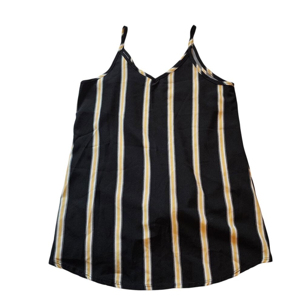 White Birch Womens Pullover Blouse Size S Black Yellow Striped Knotted Tank Top - Picture 10 of 14